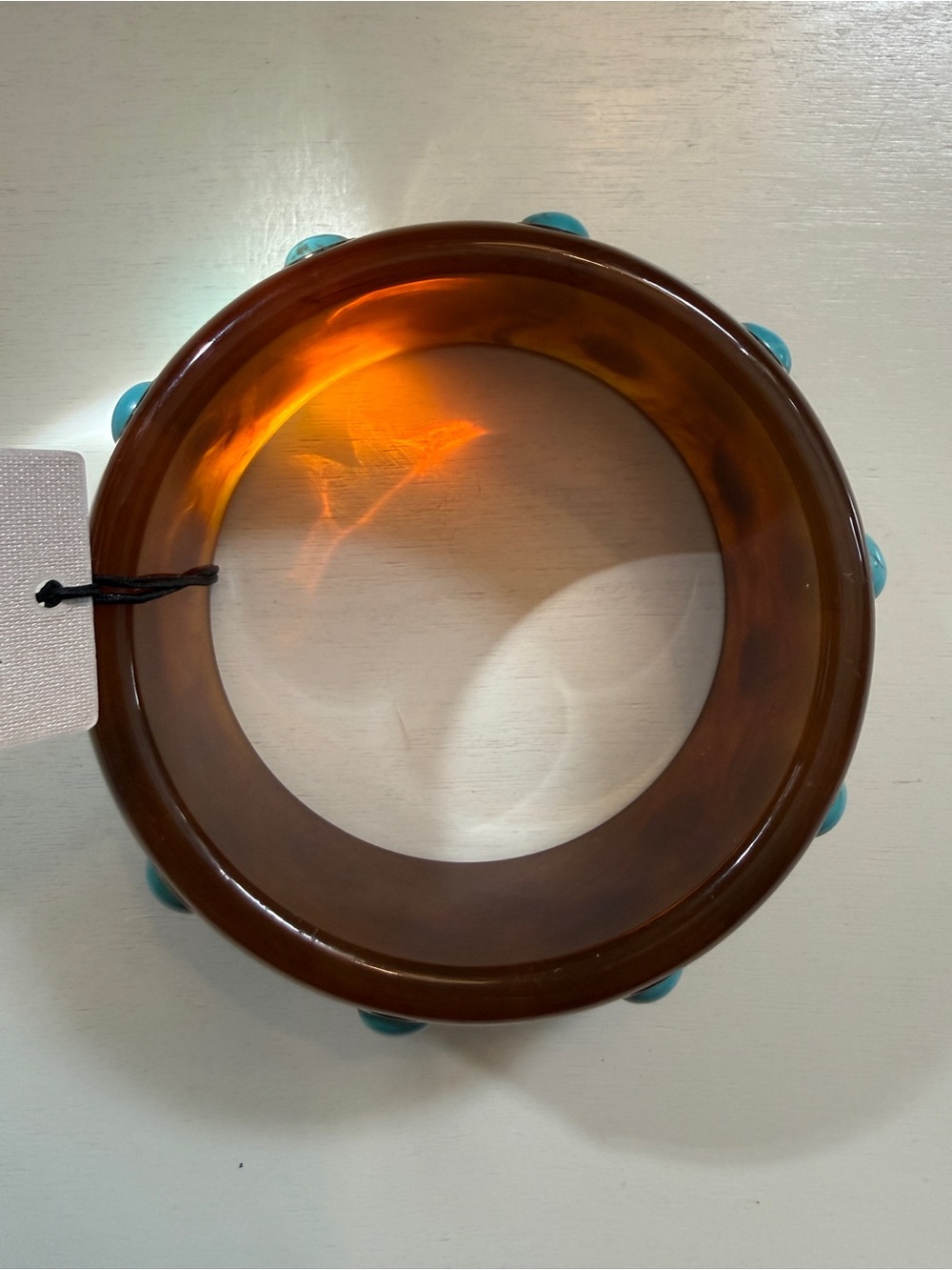 piper•k Tortoiseshell Resin Bangle with Turquoise Accents - Picture 5 of 8